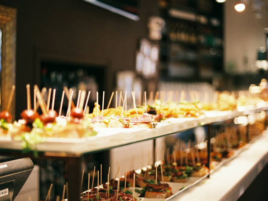 Línea de bocadillos para evento